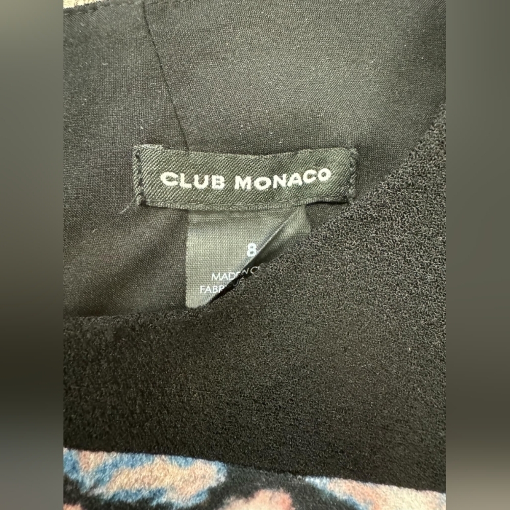 Club Monaco Dress EUC Short Sleeve Mini Black/Pink/Blue Size 8 - Picture 11 of 12